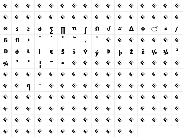 Eureka Sans Black Exp  glyph index
