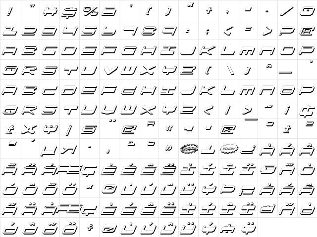 QuickGear Shadow Italic Shadow Italic  glyph index