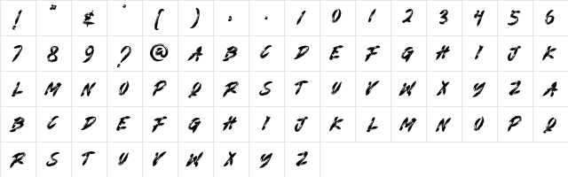 GINGERS Regular  glyph index