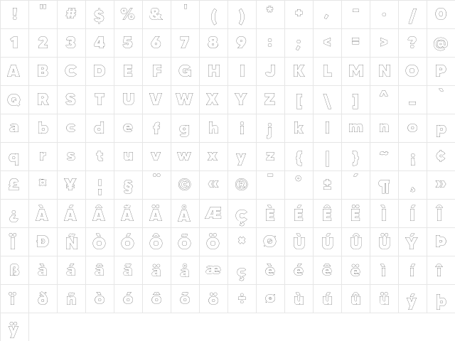 MADE TOMMY Outline Black  glyph index