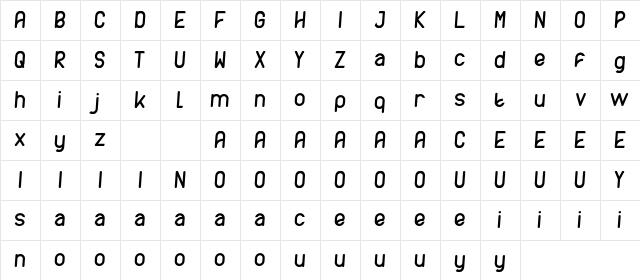 AXTON DEMO Italic  glyph index