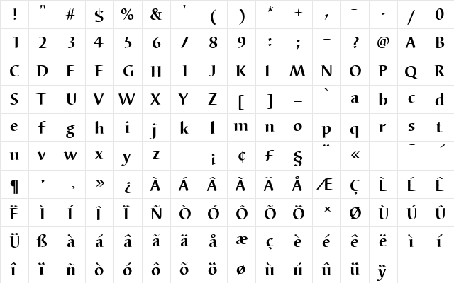 BarbedorTBolRo1 Regular  glyph index