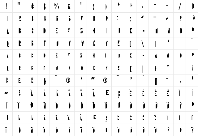 Gudariak txano Regular  glyph index