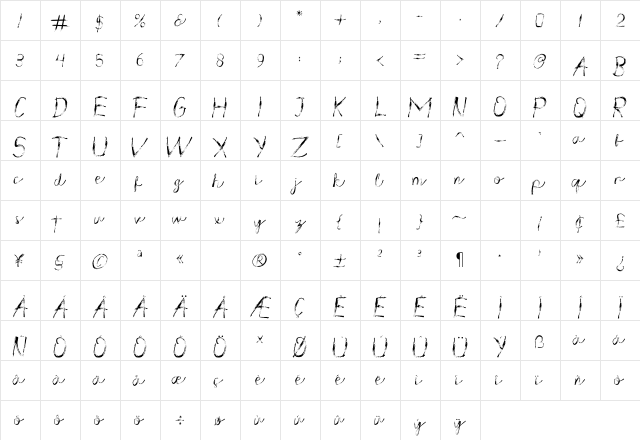 Crisis Regular  glyph index