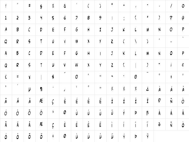 Comic Book Commando Cond Cond  glyph index