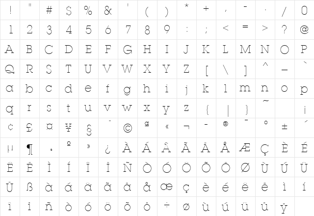 LubalinGraphXLitITCTT Regular  glyph index