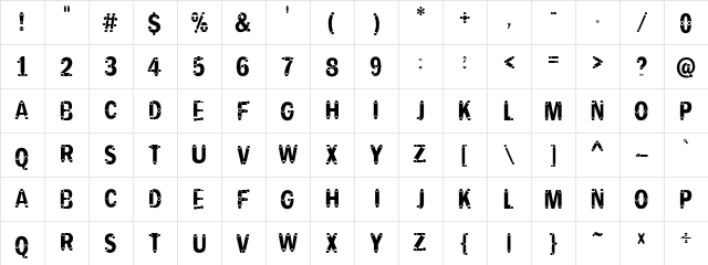 PIPEFONT Regular  glyph index