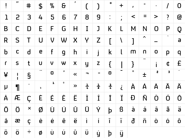 LikeBBC4tMedium Regular  glyph index