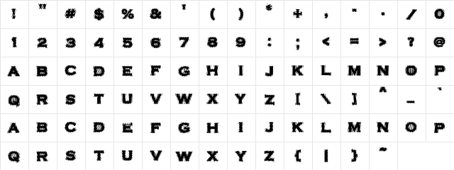 VTCBadPlating Regular  glyph index