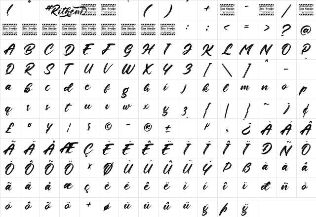 Rithem Personal Use Regular  glyph index