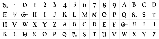 Whiffy Regular  glyph index