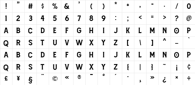 Amnestia Distressed  glyph index
