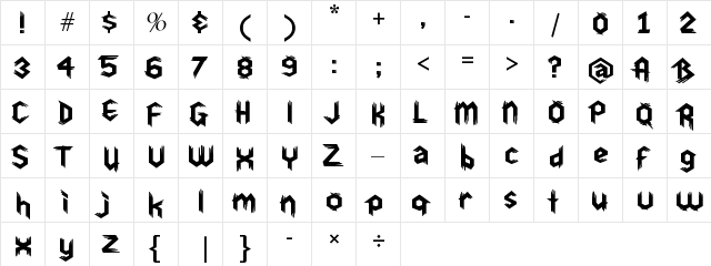 DU30 Regular  glyph index