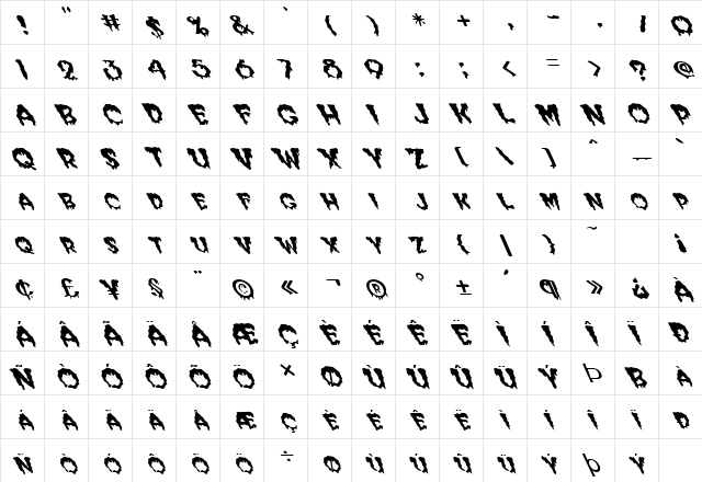 FZ WACKY 39 LEFTY Normal  glyph index