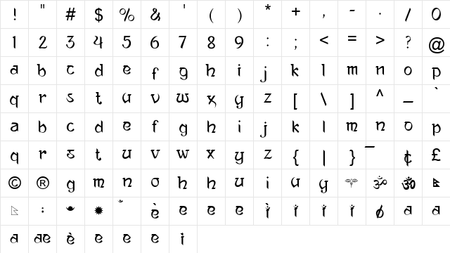 Ananda Neptouch 2 Regular  glyph index