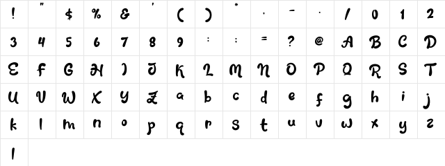 Fresh Mango Regular  glyph index