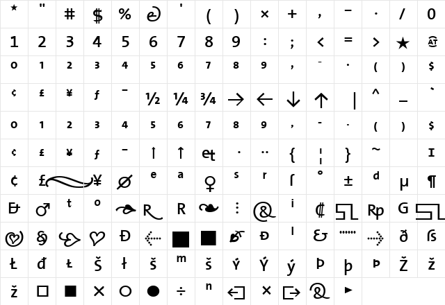 TheSansSemiBold-Expert Regular  glyph index