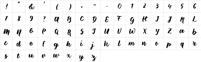 Wild Creatures Sample Regular  glyph index