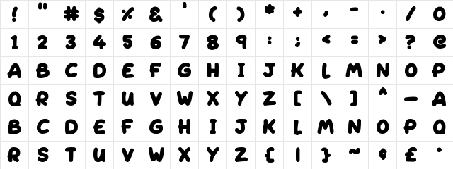 Sleeping Regular  glyph index