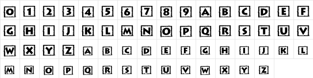 Taco Box Regular  glyph index