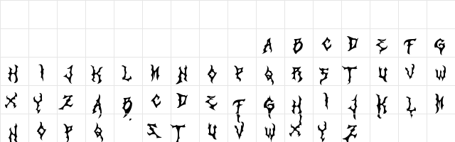 ZAMRUDS Regular  glyph index