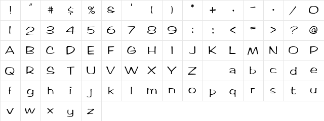 BrushArt Regular  glyph index