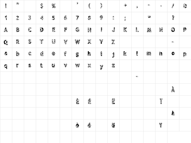 reflet Regular  glyph index