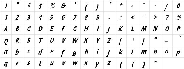 Rosamunde Cond Obl Bld Regular  glyph index
