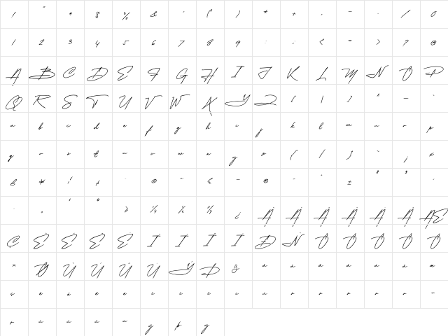 Holimount Regular  glyph index