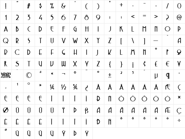 Copasetic NF Regular  glyph index