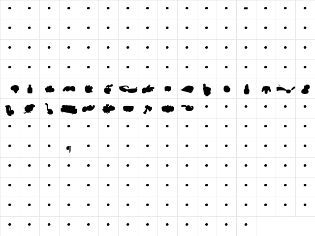SaunaDingbats-Background Regular  glyph index