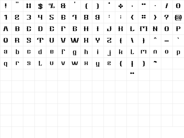 Vintage Postcard Regular  glyph index