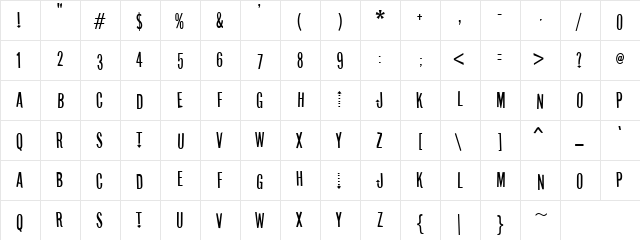 Arrow Regular  glyph index