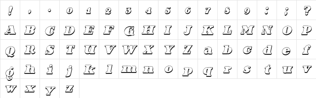 Decorattio 3D Italic  glyph index