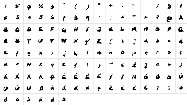 InkStand Stand  glyph index