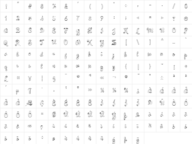 Simplisicky Regular  glyph index