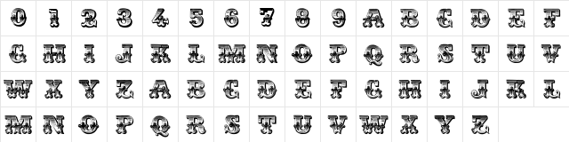 Romantiques Regular  glyph index