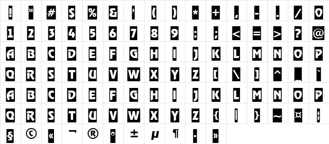 a_RewinderTitulCm Regular  glyph index