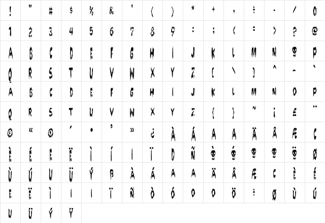 DOKTOR terror Regular  glyph index