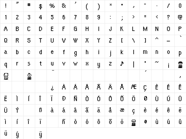Orange Kid Regular  glyph index