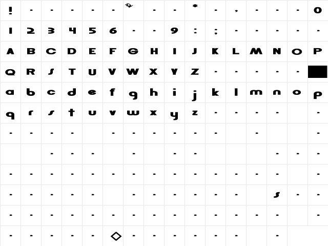 Rsgordon Ex Bold Bold  glyph index