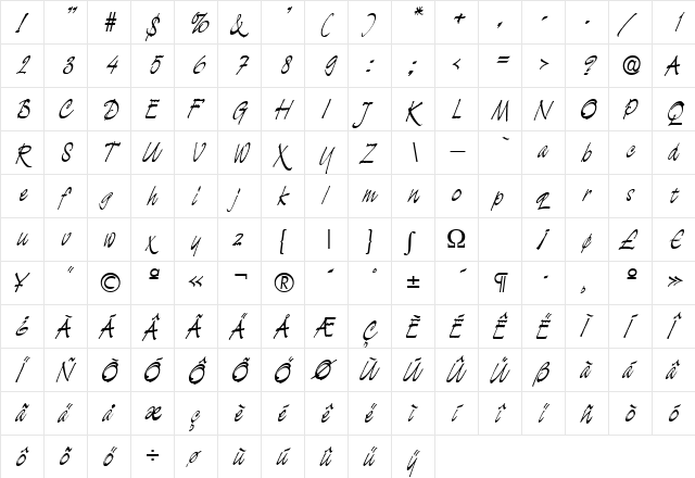 Script-L850 Regular  glyph index