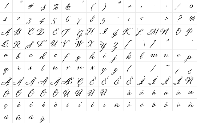 AngelinaHMK Regular  glyph index