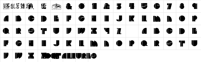 ZootAllures Regular  glyph index