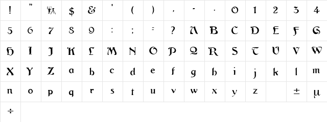 ArgosANouveau Regular  glyph index