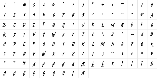 Partner in Crime Partner in Crime  glyph index