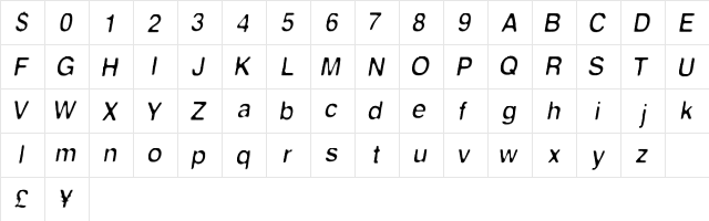 FirstContact Regular  glyph index