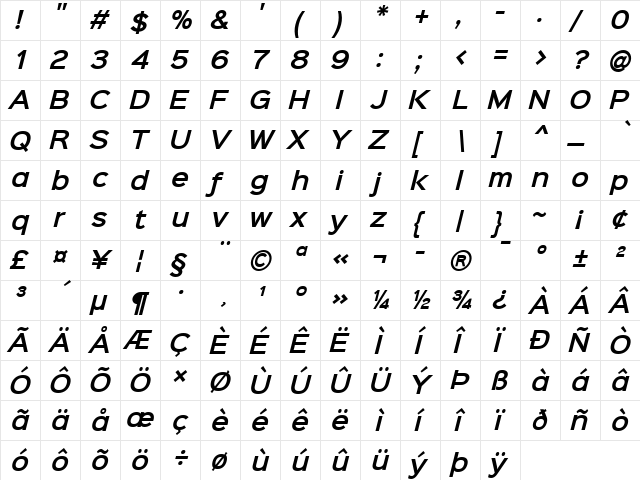 Sinkin Sans 600 SemiBold Italic 600 SemiBold Italic  glyph index