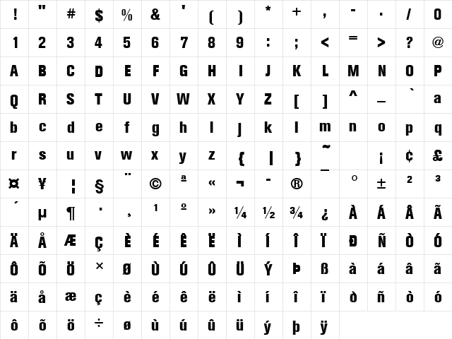 URWAccidaliaTHeaCon Regular  glyph index