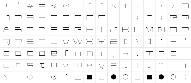 AstraAfsb07LightO Regular  glyph index